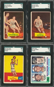 1957/58-1990s Topps and Assorted Brands Baseball and Basketball Graded Collection (17) Including Hall of Famers 